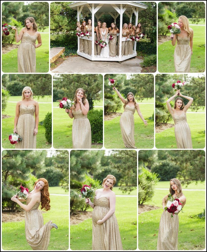 Bridesmaids- gold dresses