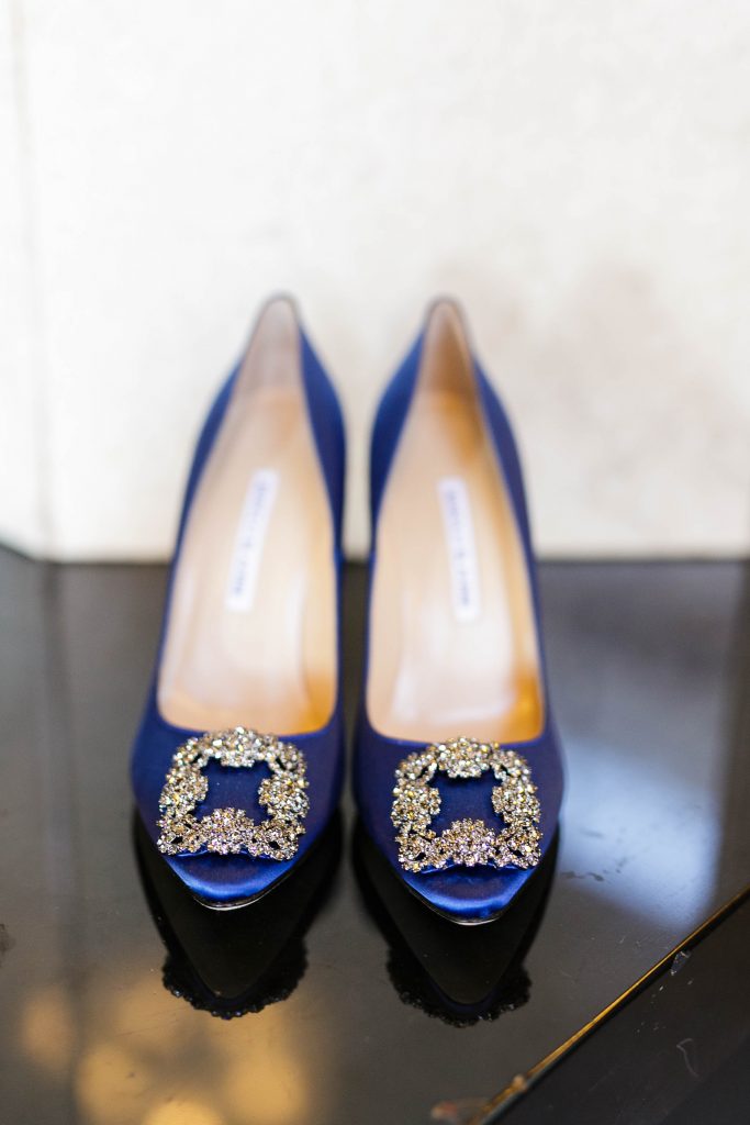 Manolo Blahnik blue wedding shoes